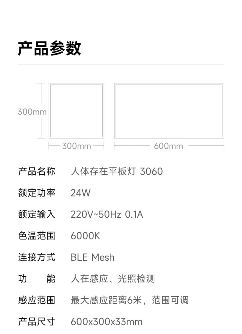 小米有品新推领普人体感应平板灯-lp1智