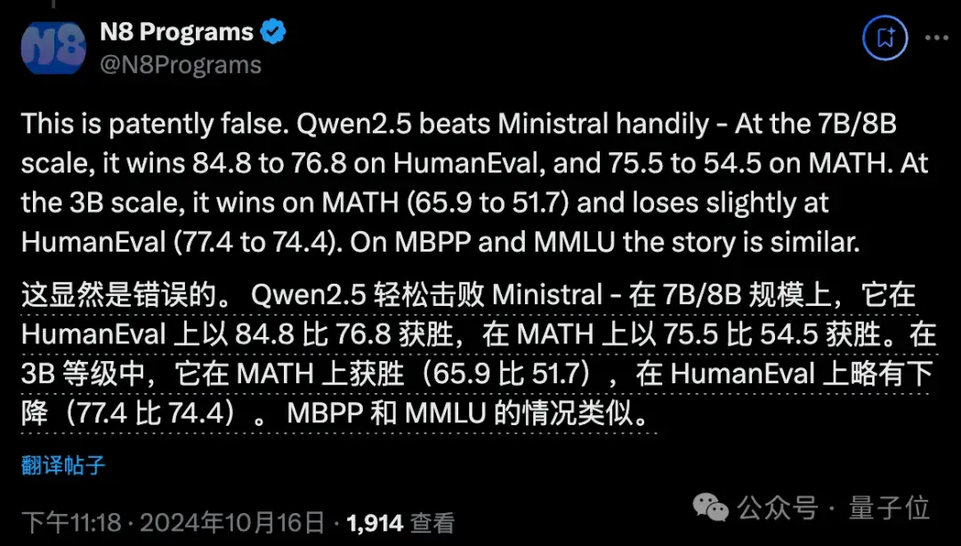 不敢与Qwen 2.5相比，Mistra