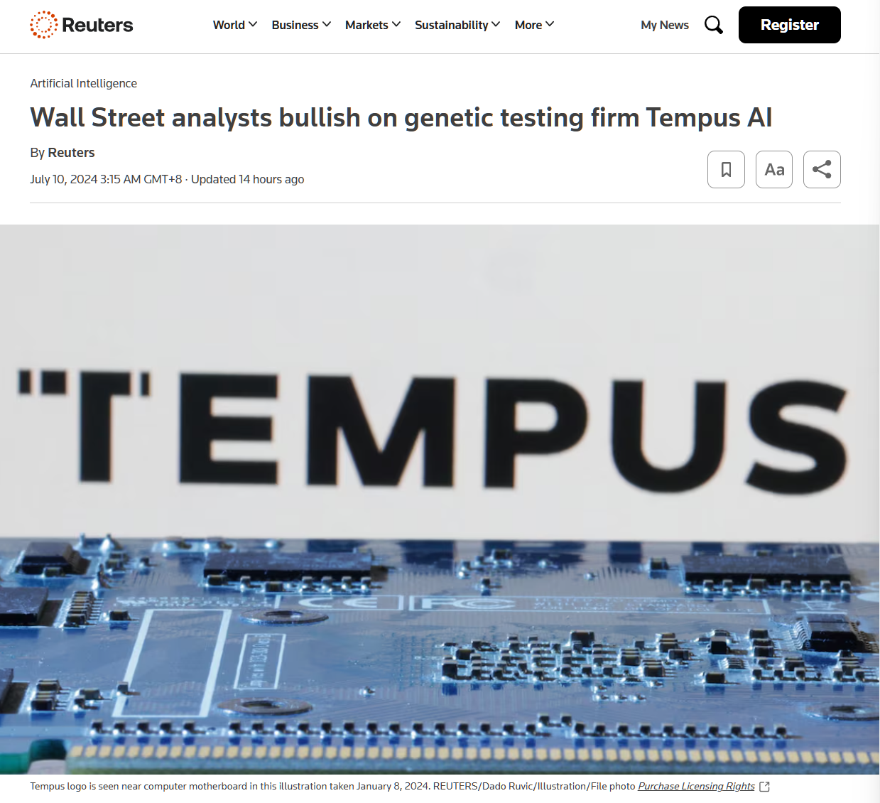 tempus-ai这家获得软银投资的基因