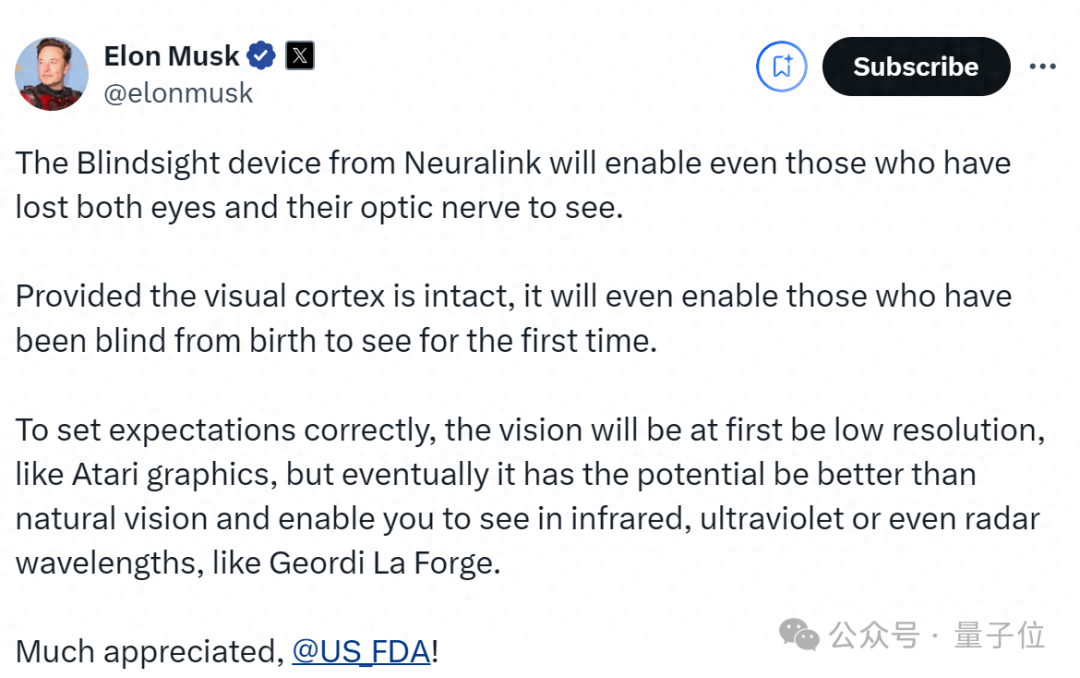 马斯克关注盲人群体，Neuralink的