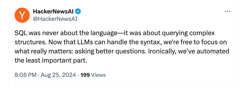 LLM首次取代的编程语言竟是SQL？网友